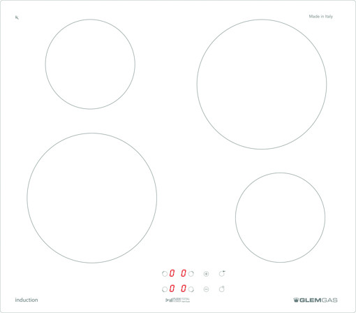 Glem Gas GTI640LWH piano cottura Bianco Da incasso 60 cm A induzione 4 Fornello(i)