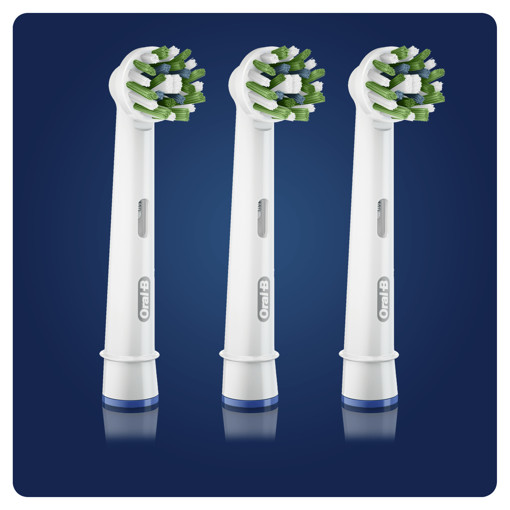 Oral-B CrossAction Testine Di Ricambio (Confezione Da 3 Pezzi), Con Tecnologia CleanMaximiser