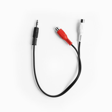 Cavo audio jack 3,5 mm stereo maschio a 2 RCA femm ina, lunghezza cavo 0,3 m.