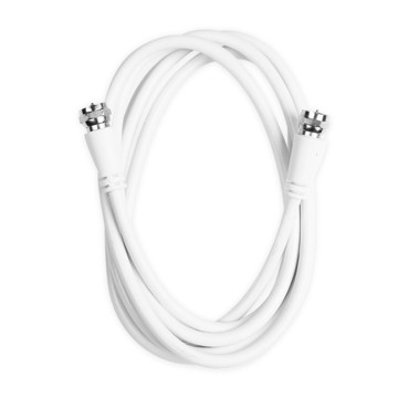 Cavo satellite connettori tipo F maschio a tipo F maschio, lunghezza cavo 2 m, colore bianco