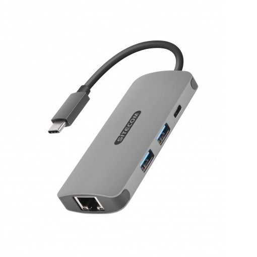 Sitecom CN-378 cable gender changer USB-C RJ45, USB-C, 2x USB 3.0 Grigio
