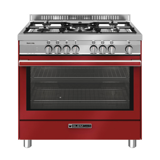Glem Gas ST965MRS cucina Piano cottura Rosso, Acciaio inossidabile A+