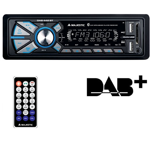 New Majestic DAB-442 BT Autoradio Dab Plus con usb, bluetooth, aux, memory  card Nero 180 W Bluetooth, Autoradio in Offerta su Stay On