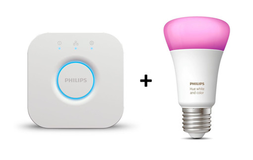 Philips Hue bundle Kit, Lampadina smart White and Color Ambiance attacco E27 + Hue Bridge controllo del sistema