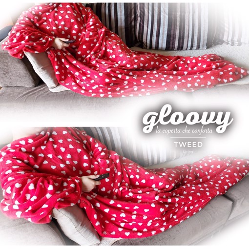 TWEED Gloovy coperta con maniche 140 x 200 cm Poliestere Rosso