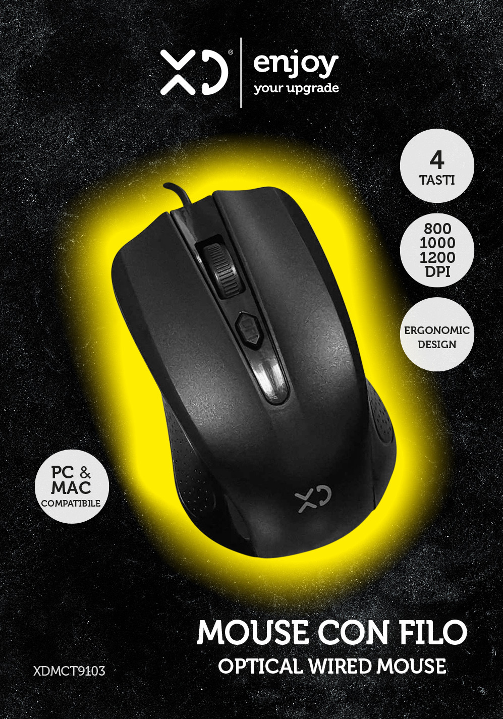 XD Enjoy XD XDMCT9103 mouse USB tipo A Ottico 1200 DPI, Mouse - Tavolette  grafiche in Offerta su Stay On