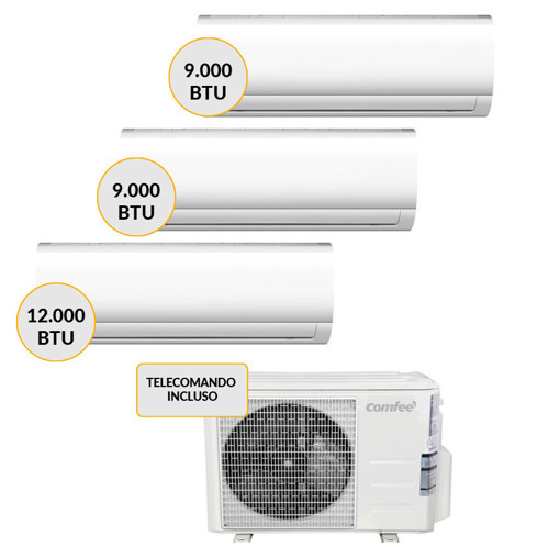 Comfeè CFCFW12AIU + CFCFW09AIU + CFCFW09AIU + 2F18K Condizionatore TRIAL split system Bianco 9000 btu + 9000 btu + 12000 btu