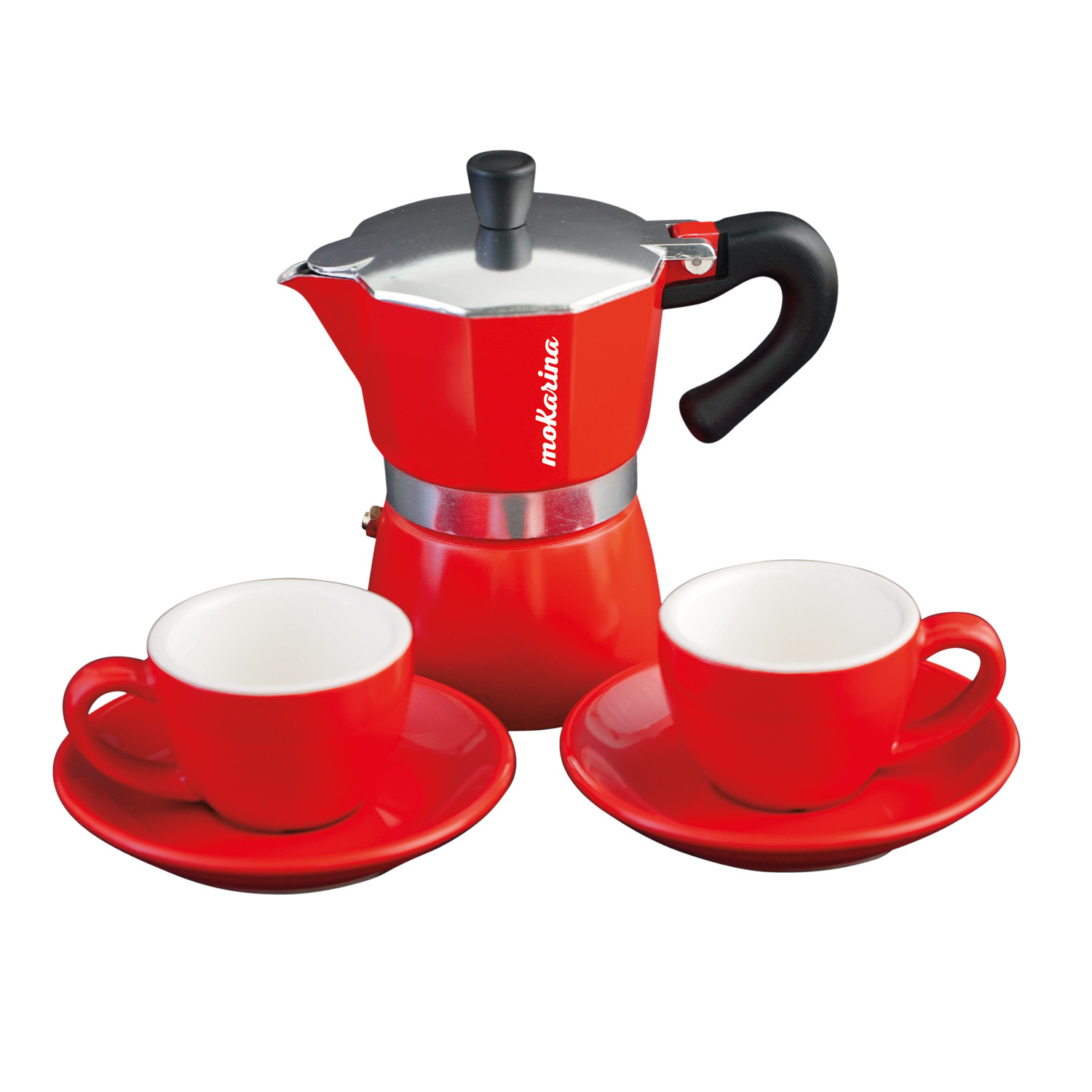 TWEED TW071 caffettiera set moka + 2 tazzine colore rosso, Macchine caffè  in Offerta su Stay On