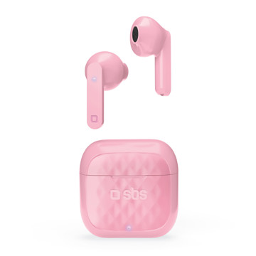 Auricolari wireless rosa comandi touch e microfono