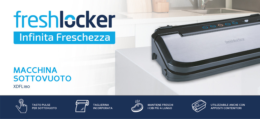 Freshlocker XDFL180 macchina per sottovuoto 800 mbar Nero, Acciaio