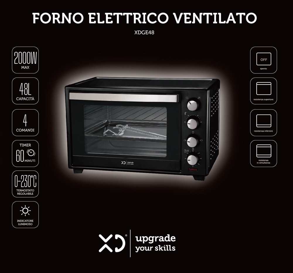 XD Enjoy XD XDGE48 forno 48 L 2000 W Nero, Fornetti elettrici in Offerta  su Stay On