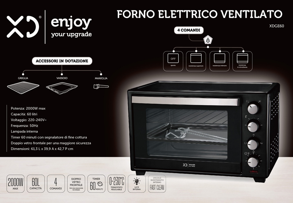 XD Enjoy XD XDGE60 forno 60 L 2000 W Nero, Fornetti elettrici in Offerta  su Stay On