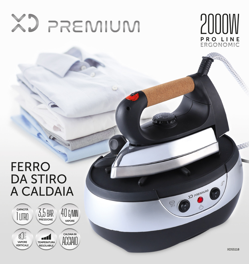 XD Enjoy XD XDSS118 ferro da stiro a caldaia 800 W 1 L Alluminio Nero,  Acciaio inossidabile, Ferri da stiro con caldaia (Sistemi stiranti) in  Offerta su Stay On