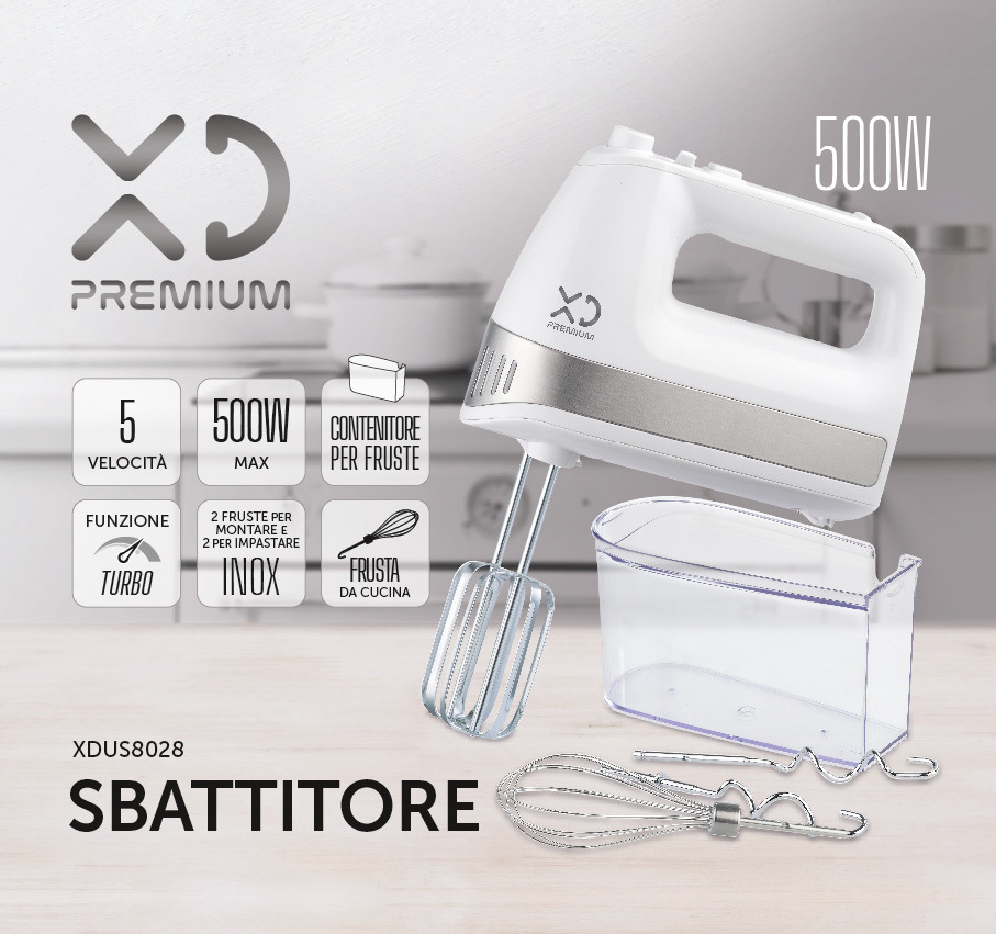 XD Enjoy XD XDUS8028 sbattitore Sbattitore manuale 500 W Argento, Bianco, Frullatori in Offerta su Stay On