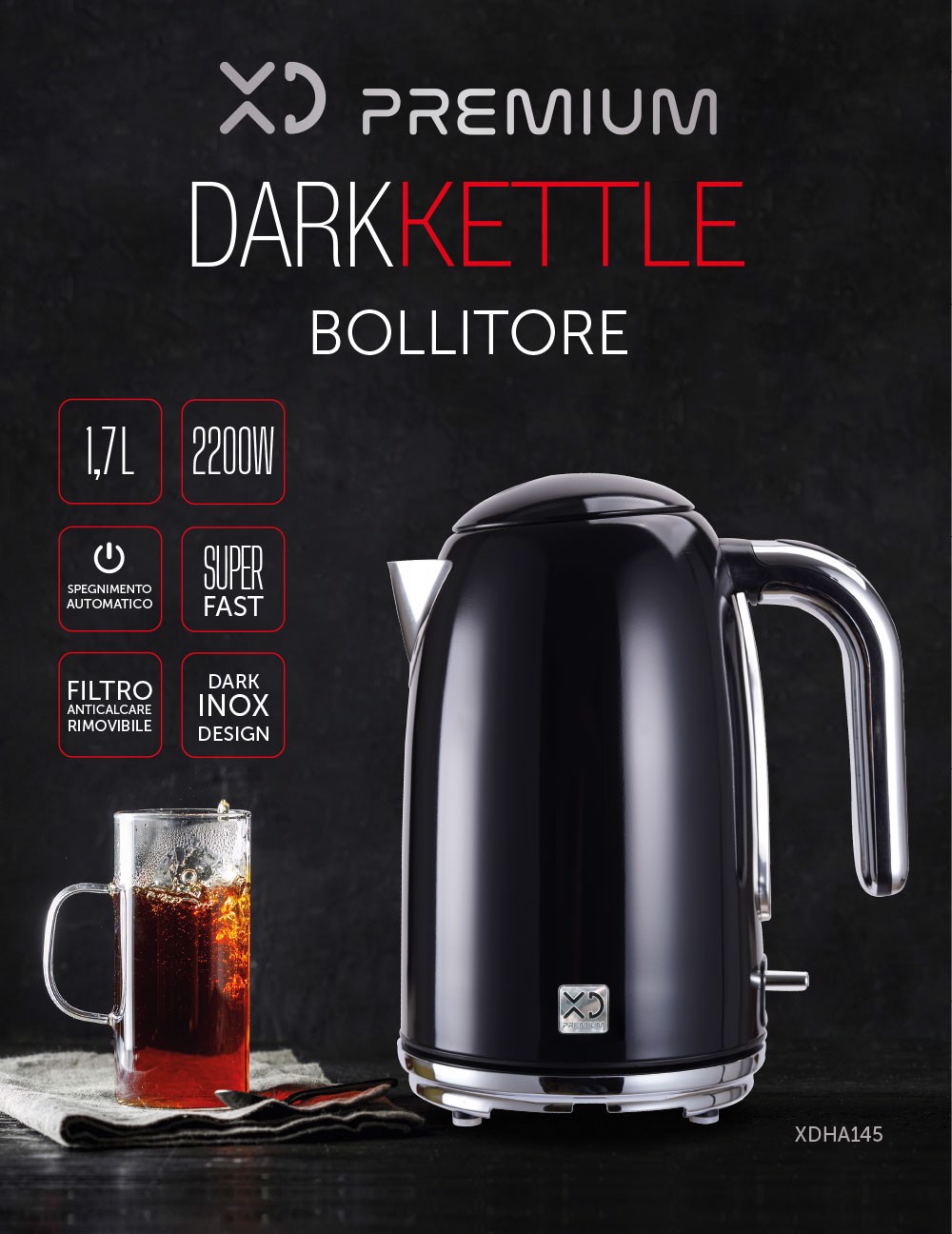 XD Enjoy XD XDHA145 bollitore elettrico 1,7 L 2200 W Nero, Bollitori in  Offerta su Stay On