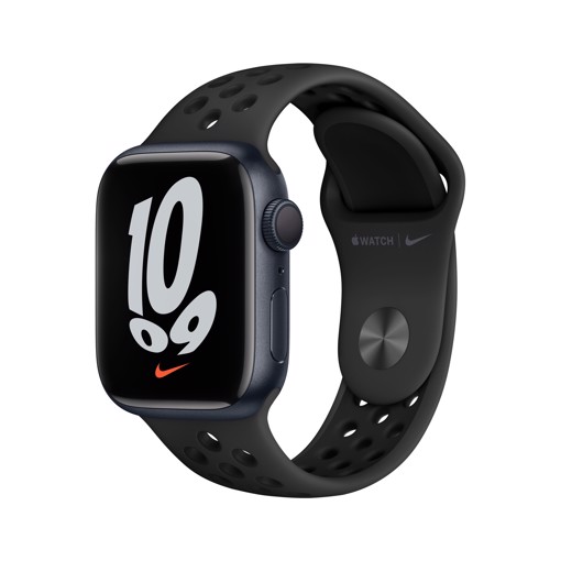 Apple Watch Nike Series 7 GPS, 41mm Cassa in Alluminio Mezzanotte con Cinturino Sport Antracite/Nero