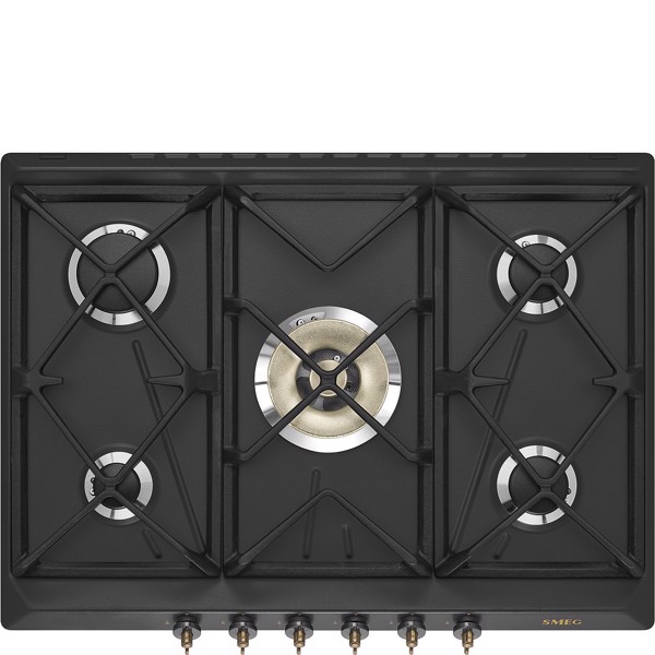 Smeg Antracite Coloniale Srv876aogh Piano Cottura Da Incasso 68.5 Cm Gas 5 Fornello(I)