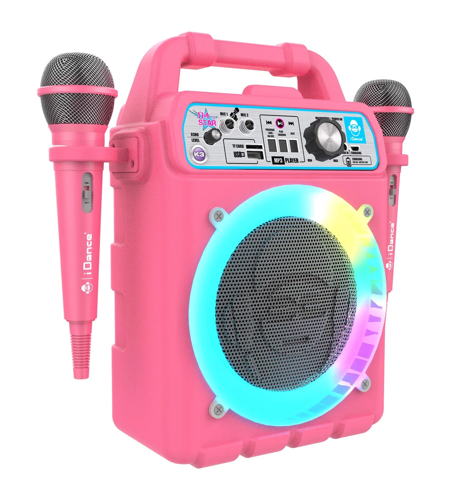 Yunseity Microfono Wireless Portatile Con Schermo LED – Dinamico Per Karaoke, Casa E Feste, Ricevitore Incluso (Oro)