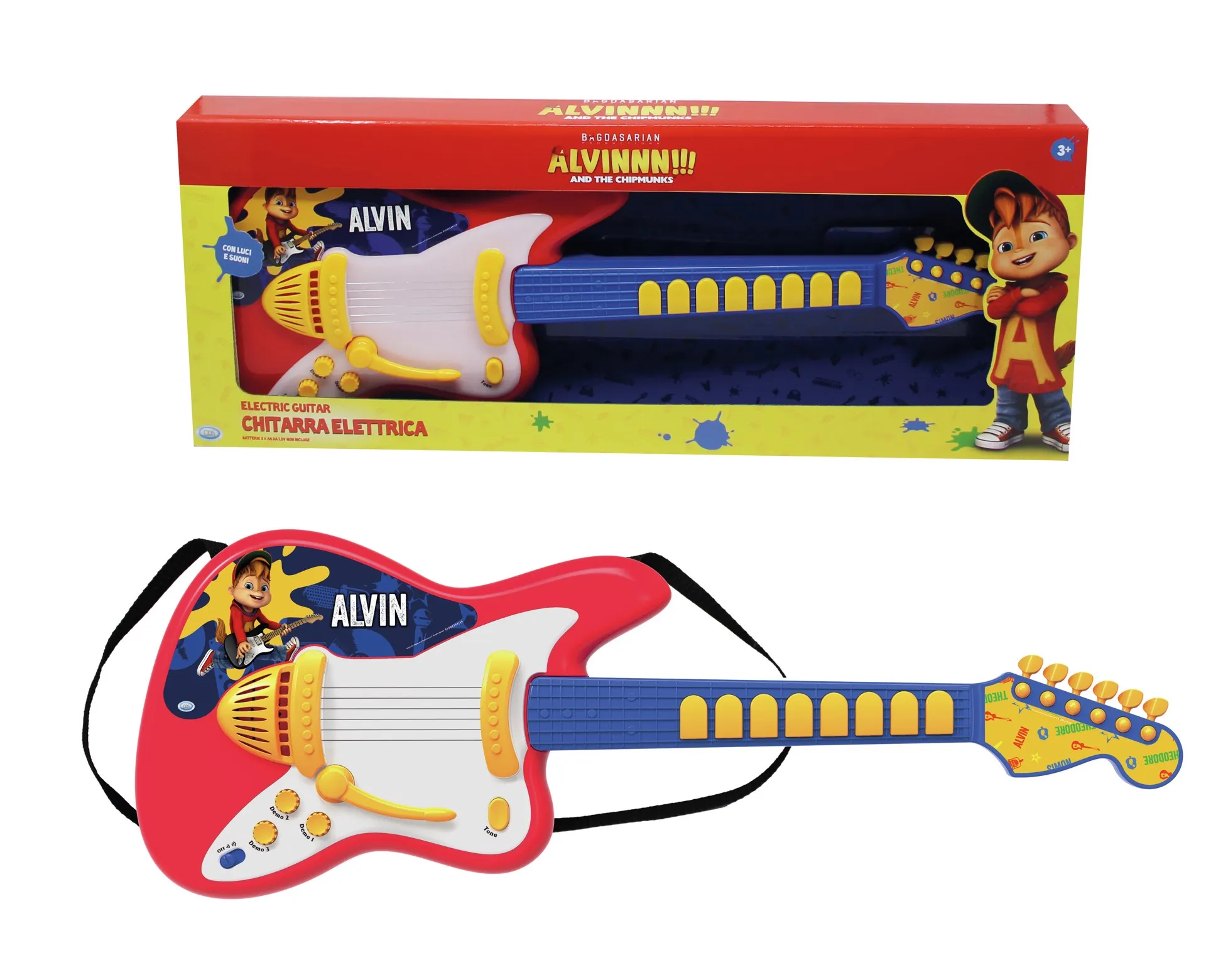 Chitarra Giocattolo Musicale Per Bambini 12 Mesi+, Con 4 Modalità Di Gioco, 8 Suoni, Luci, Cinghia Regolabile, Sicura Senza Corde, Regalo Educativo