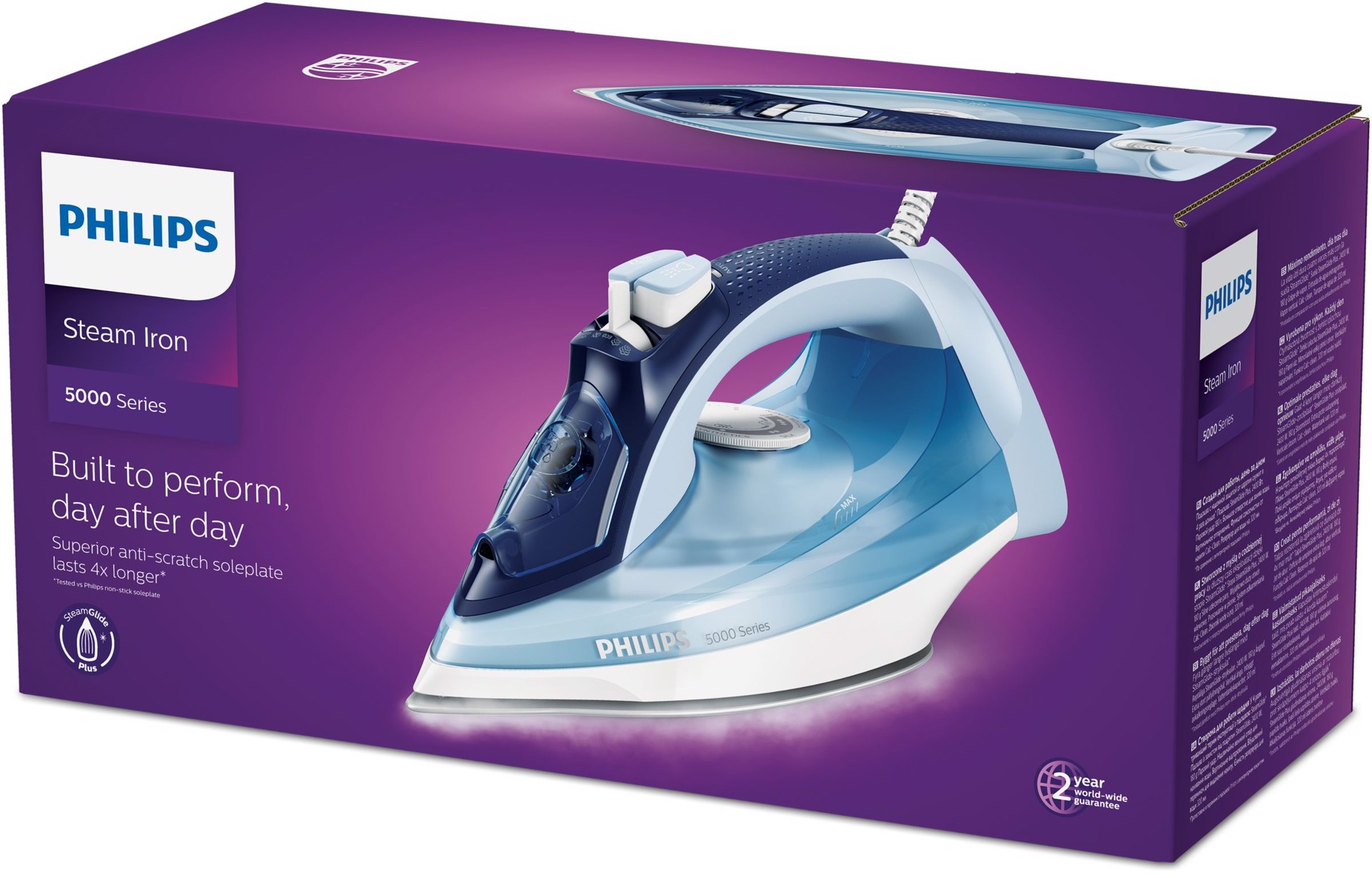 PHILIPS 5000 series DST5030/20 ferro da stiro Ferro a vapore SteamGlide  Plus 2400 W Blu