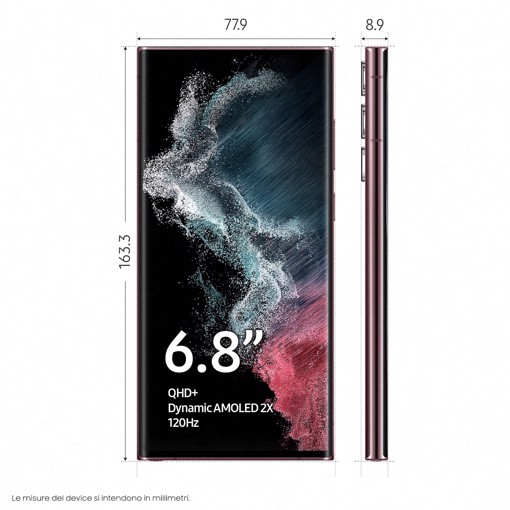 Samsung Galaxy S22 Ultra 5G Display 6.8'' Dynamic AMOLED 2X, 5 fotocamere, RAM 8 GB, 128 GB, 5.000mAh, Burgundy