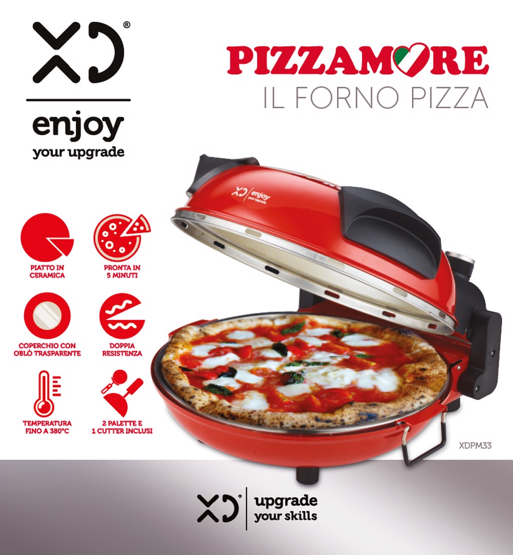 XD Enjoy XD XDPM33 Fornetto Elettrico Cuoci Pizza con Oblo per una cottura  perfetta in 5 Minuti 1200 W Rosso, Fornetti elettrici in Offerta su Stay  On