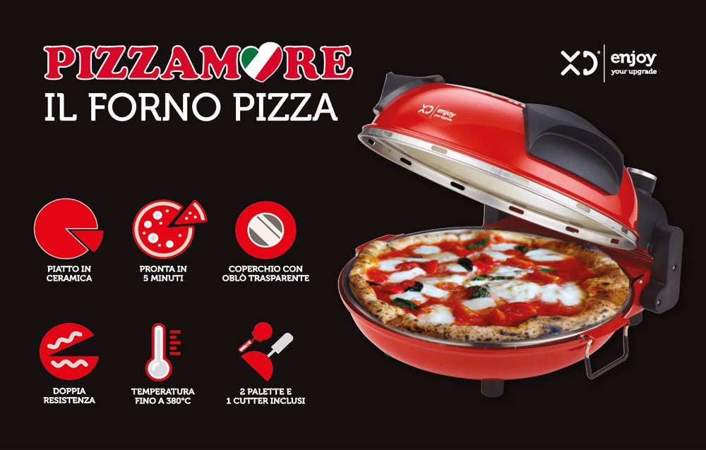 Trade Shop - Piastra Elettrica Cuoci Pizza 850/1000watt Doppio  Riscaldamento Cuoce In 15 Min.