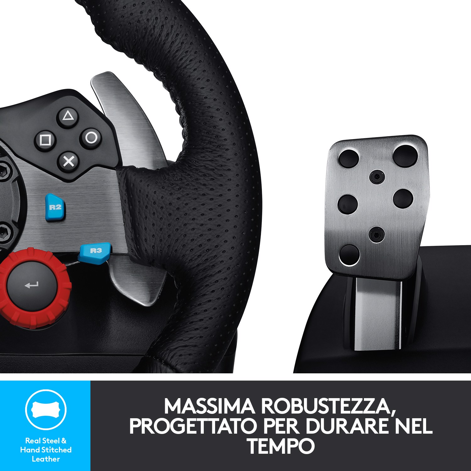 Logitech G 29 Driving Force Racing Wheel Volante da Corsa, Pedali  Regolabili, Ritorno di Forza Reale, Comandi Cambio in Acciaio Inossidabile,  Volante in Pelle, Presa EU, per PS5, PS4, PC, Mac 