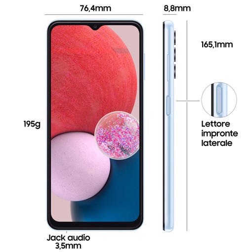 Samsung Galaxy A13 Display 6.6” FHD+ TFT LCD, Doppia SIM Android 12, RAM 4 GB, 128 GB, 5.000 mAh, Light Blue