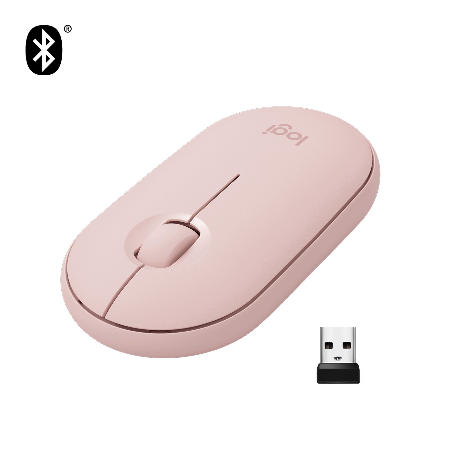 LOGITECH Pebble, mouse wireless con Bluetooth o ricevitore da 2,4 GHz, mouse  per computer con clic silenzioso per laptop, notebook, iPad, PC e Mac. Rosa