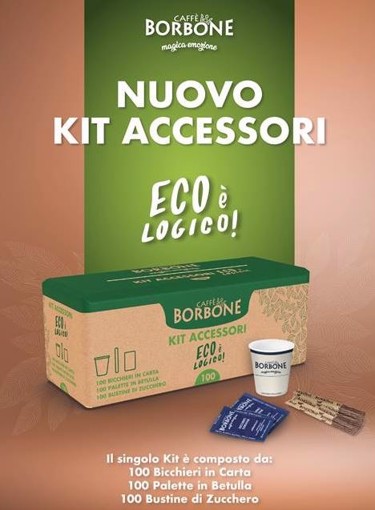 Caffe Borbone Kit EcoLogico 100 bicchierini 100 palette 100 zucchero