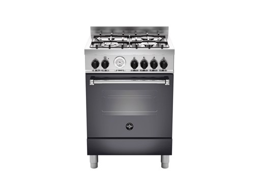 Bertazzoni La Germania Americana AMN664GNET cucina Gas Nero, Acciaio inossidabile A+