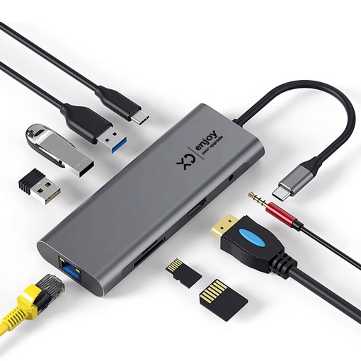 XD XDBSHUB9 hub di interfaccia USB 3.2 Gen 1 (3.1 Gen 1) Type-C 5000 Mbit/s Grigio
