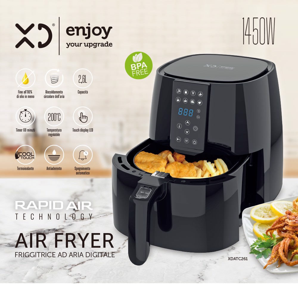 XD Enjoy XDATC261 Friggitrice ad Aria 2,6 L 1500W colore Nero