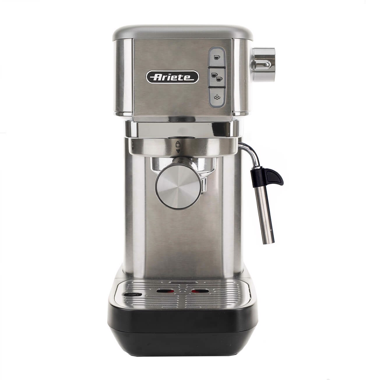 ARIETE 1380 Macchina da caffe in metallo, compatibile con caffe in polvere  e cialde ESE, 1300 W, Capacita 1,1 L, 15 bar di pressione, Filtro 1 o 2  tazze, Dispositivo Cappuccino, Silver