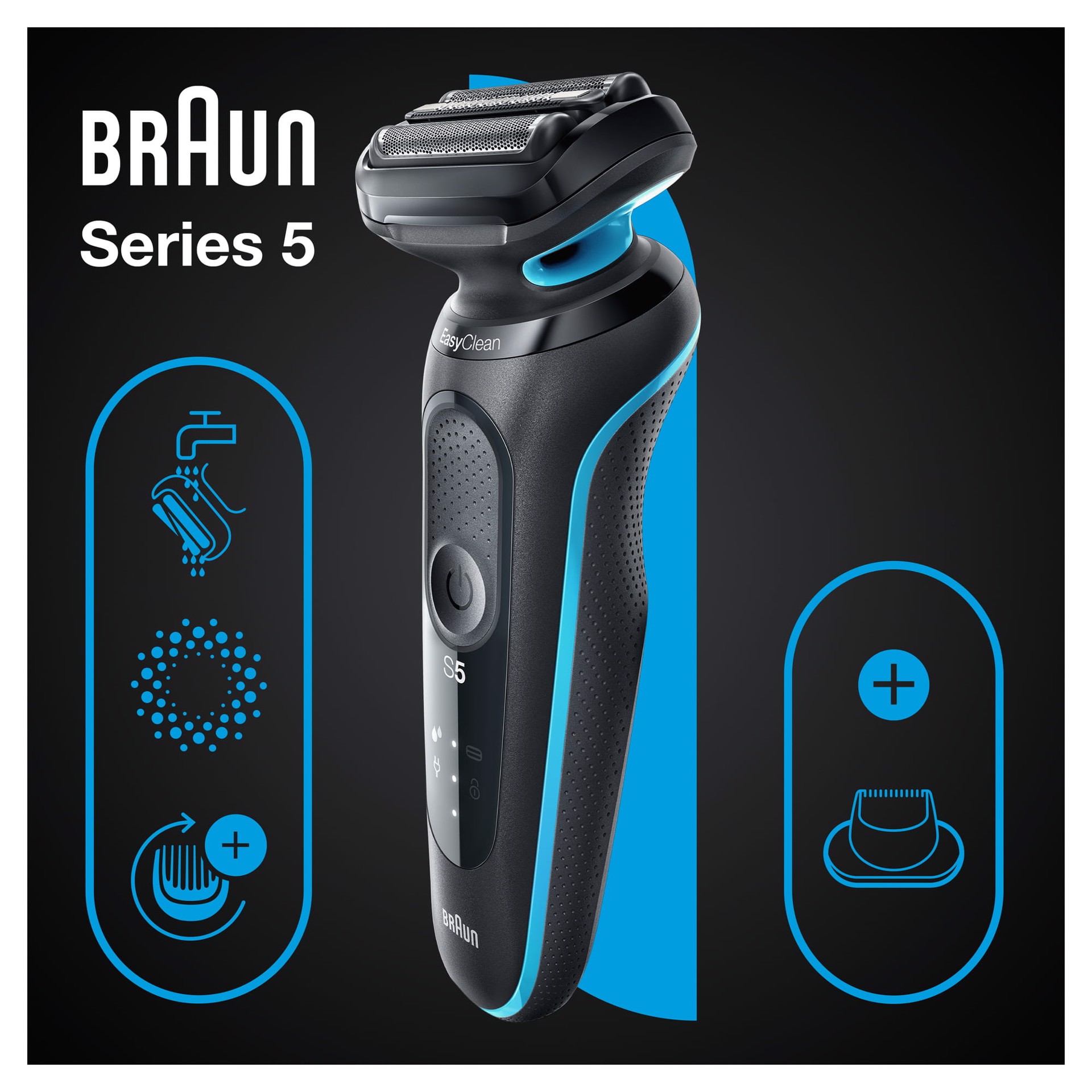 BRAUN Series 5 51-M1200s Rasoio Trimmer Nero, Blu, Rasoi in Offerta su  Stay On