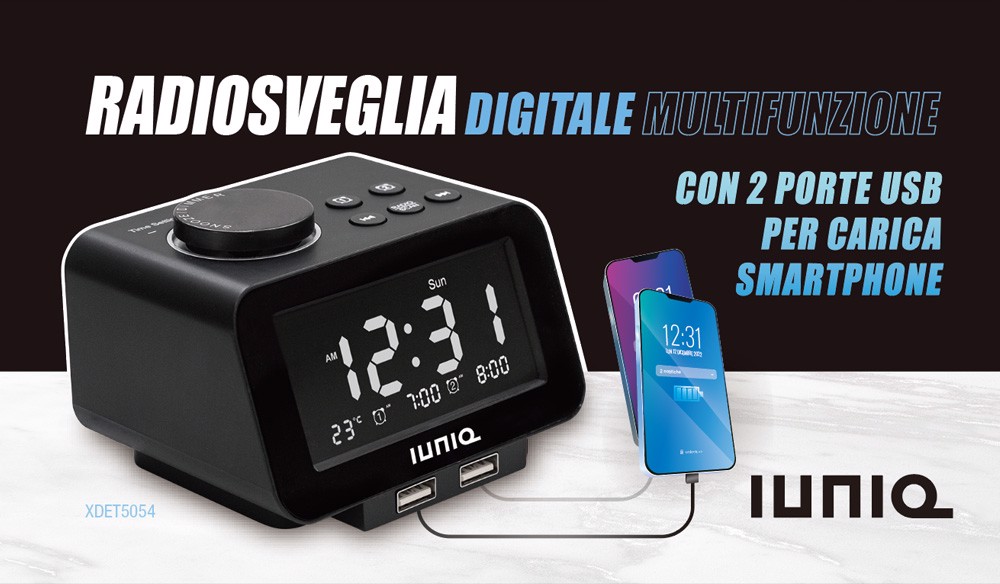 IUNIQ XDET5054 sveglia Sveglia digitale Nero