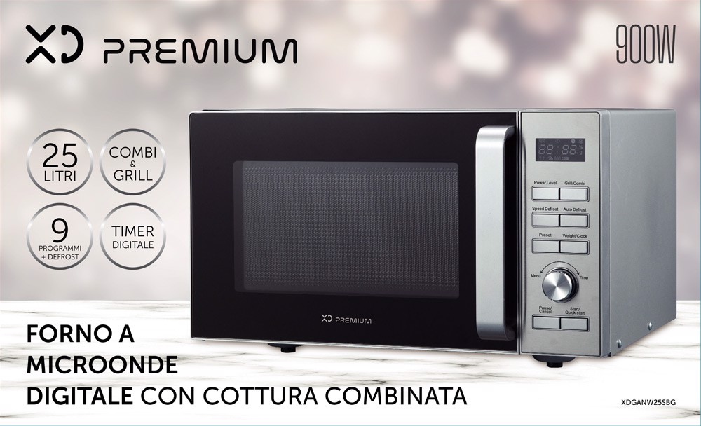 XD Enjoy XD XDGANW25SBG forno a microonde Superficie piana Microonde con  grill 25 L 900 W Nero, Argento, Forni a microonde in Offerta su Stay On