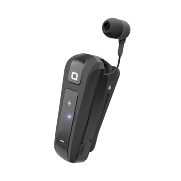 Auricolare Bluetooth 3.0 con clip e filo retraibile, colore nero