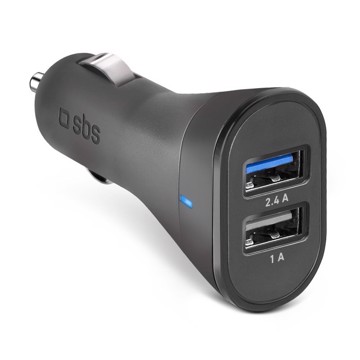 Mini caricabatterie da Auto 12/24V 2400 mAh fast charge, 2 uscite USB 