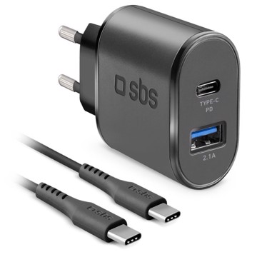 Kit caricabatterie da rete usb- type c, 1.5mt- nero