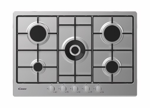Candy Timeless CHW74WX Acciaio inossidabile Da incasso 75 cm Gas 5 Fornello(i)