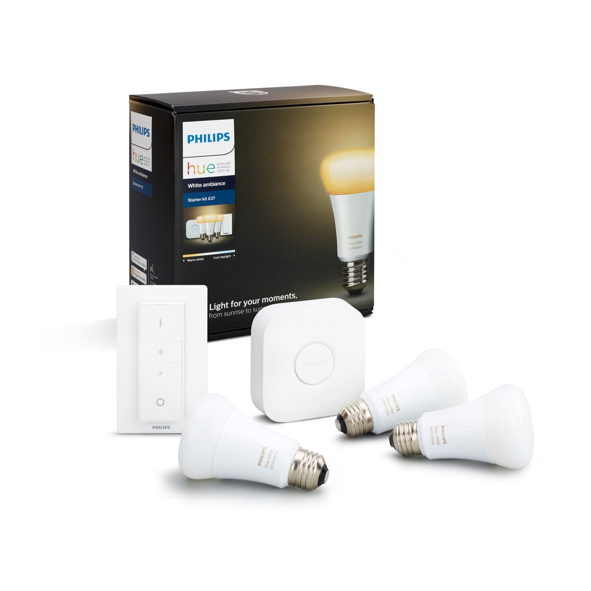 Philips by Signify Philips Hue White ambiance 3 x E27 bulb Starter kit E27, Domotica in Offerta su Stay On