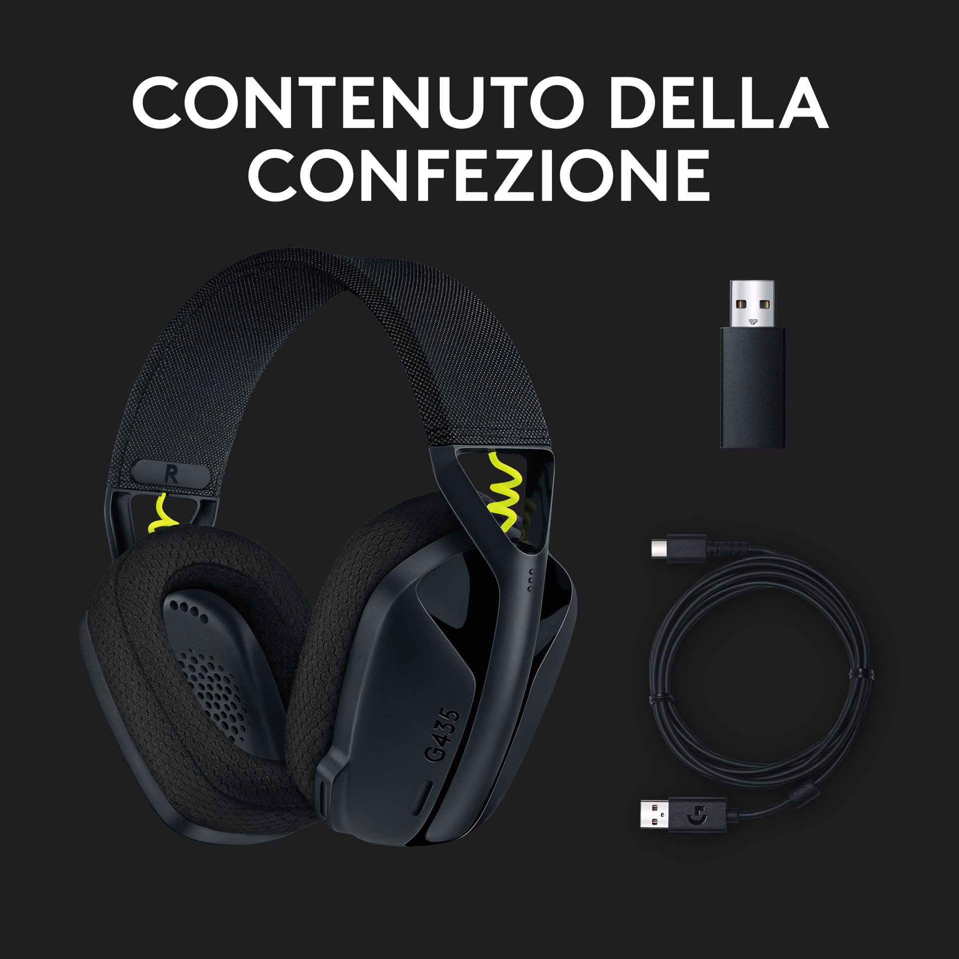 Logitech G 435 LIGHTSPEED Cuffie Gaming Wireless Bluetooth - Cuffie Over  Ear Leggere, Microfoni Integrati, Batteria da 18 Ore, Compatibile con Dolby  Atmos, PC, PS4, PS5, Smartphone. Nero