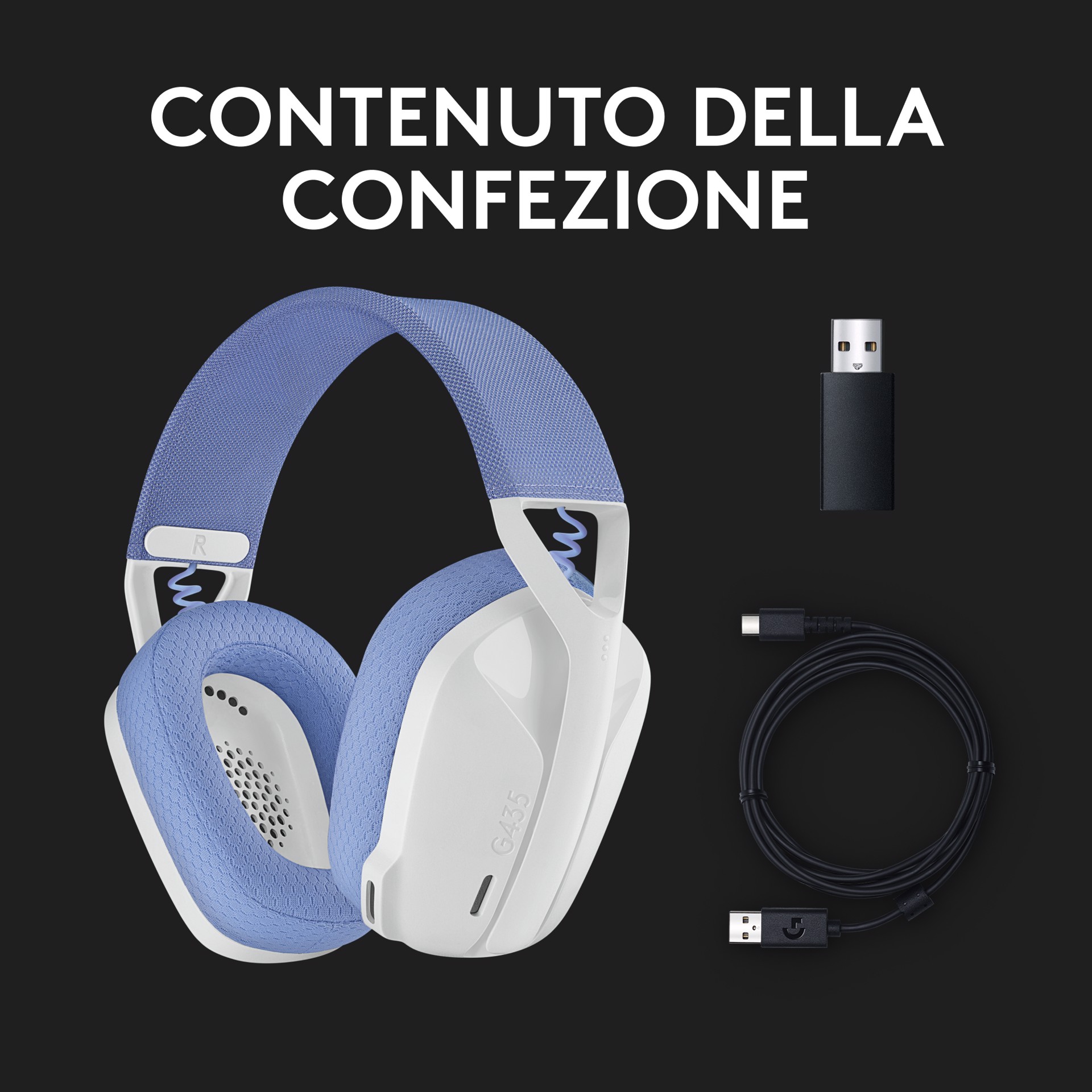 Logitech G G435 LIGHTSPEED Cuffie Gaming Wireless Bluetooth - Cuffie Over  Ear Leggere, Microfoni Integrati, Batteria da 18 Ore, Compatibile con Dolby  Atmos, PC, PS4, PS5, Smartphone. Bianco