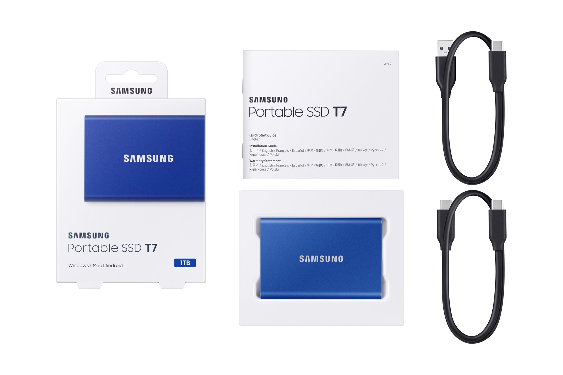 SAMSUNG SSD portatile esterno T7 1 TB Blu USB tipo-C