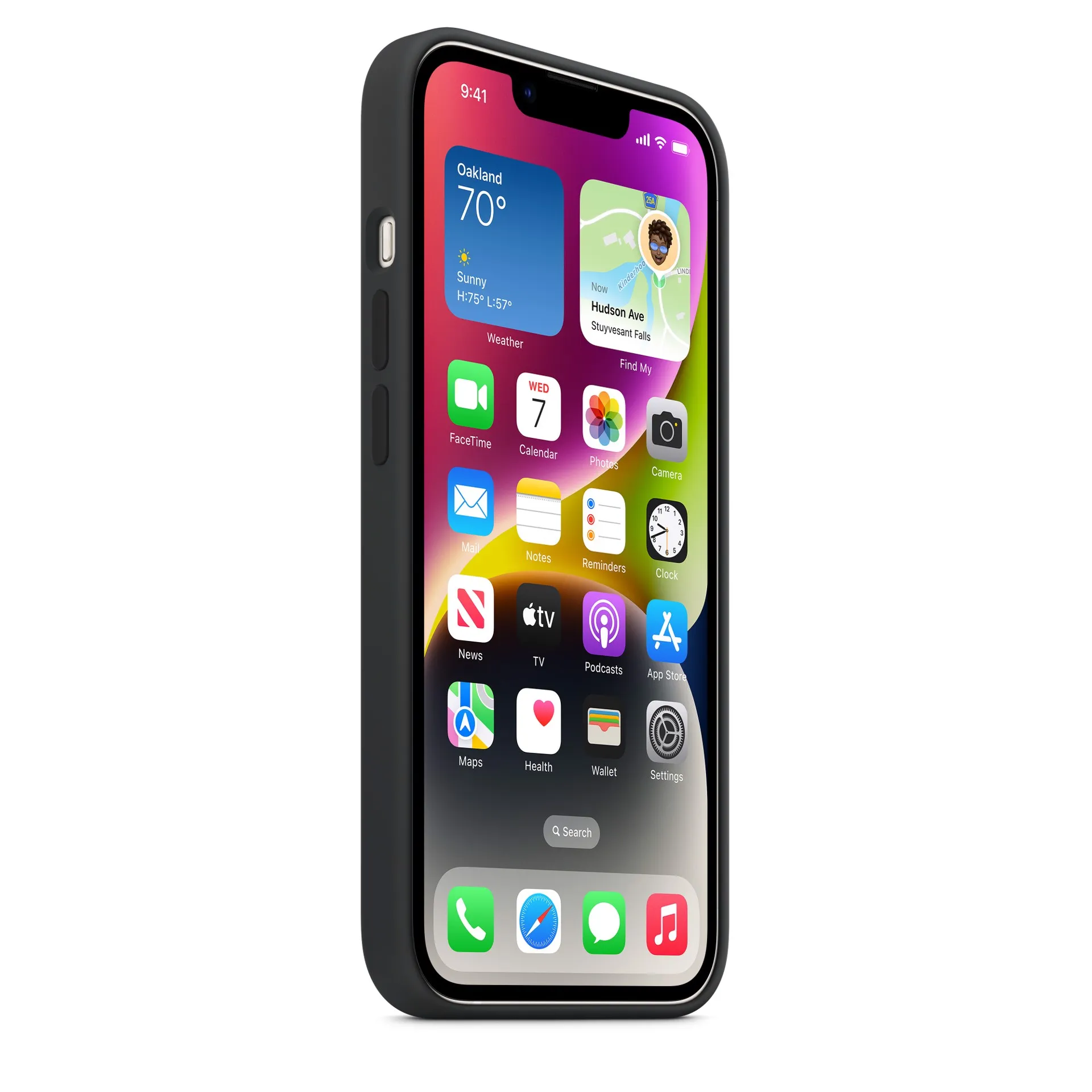 ZTOFERA Compatibile con iPhone 14 Custodia per ragazze e donne, flessibile in silicone con motivo a cuore carino con bordi dorati antiurto per iPhone 14, nero