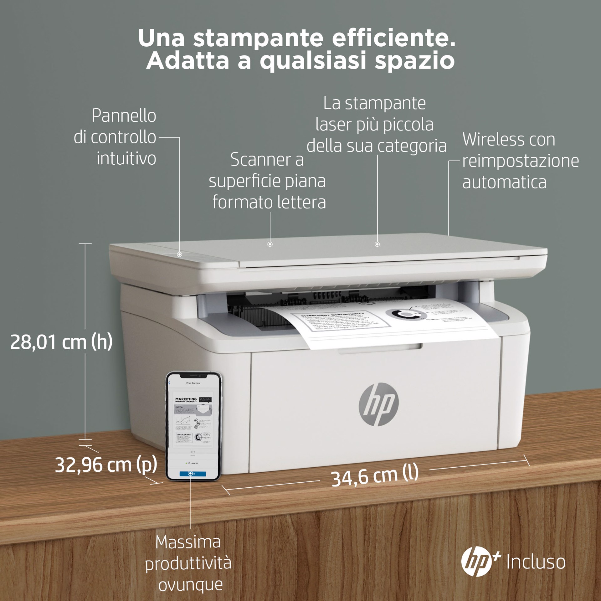 HP LaserJet Stampante multifunzione M140we, Bianco e nero, Stampante per  Piccoli uffici, Stampa, copia, scansione, wireless; Scansione verso e-mail;