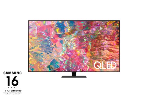 Samsung Series 8 TV QLED 4K 65” QE65Q80B Smart TV Wi-Fi Carbon Silver 2022, Processore Quantum 4K, Quantum HDR, Contrasti profondi, Suono 3D