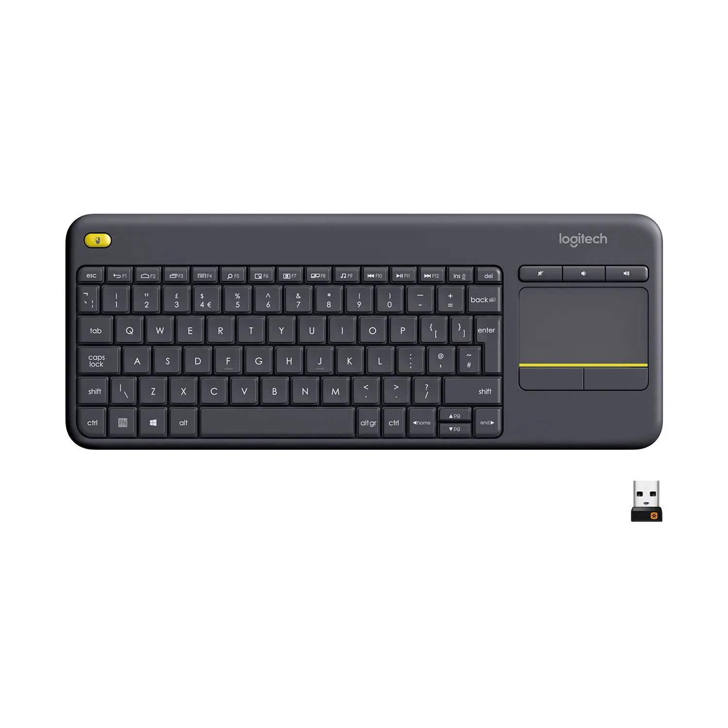 Logitech K400 Plus Tastiera Wireless Touch TV, Nero